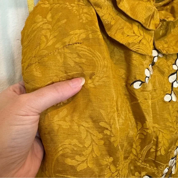 Floreat Mustard Dress with Floral Accents - Picture 4 of 9